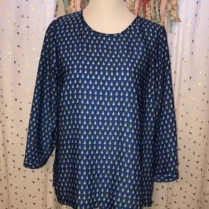 Merona blue and yellow sailboat accent blouse.